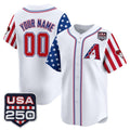 Custom Arizona Diamondbacks America 250 Edition Vapor Premier Limited White CONTON Stitched Jerseys