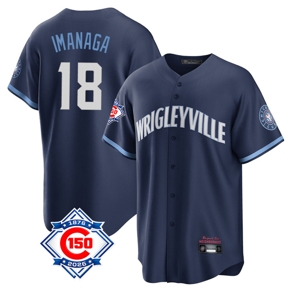 Chicago Cubs #18 Shota Imanaga Player Navy CONTON 150th Anniversary City Connect Home Game Stitched Jerseys