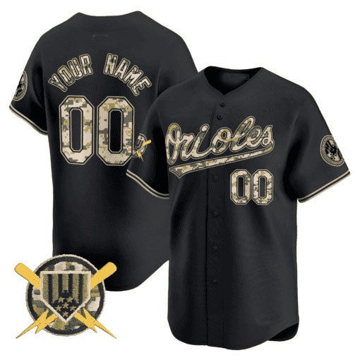 Custom Baltimore Orioles Armed Forces Day Vapor Premier Limited Jersey ¨C Black CONTON