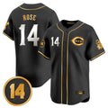 Cincinnati Reds #14 Pete Rose Player Black-Gold CONTON Vapor Premier Limited Home Stitched Jerseys