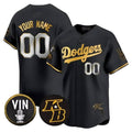 Custom Los Angeles Dodgers Vin Patch & Kobe Bryant Signature Vapor Premier Limited Jersey ¨C All Stitched-Black CONTON
