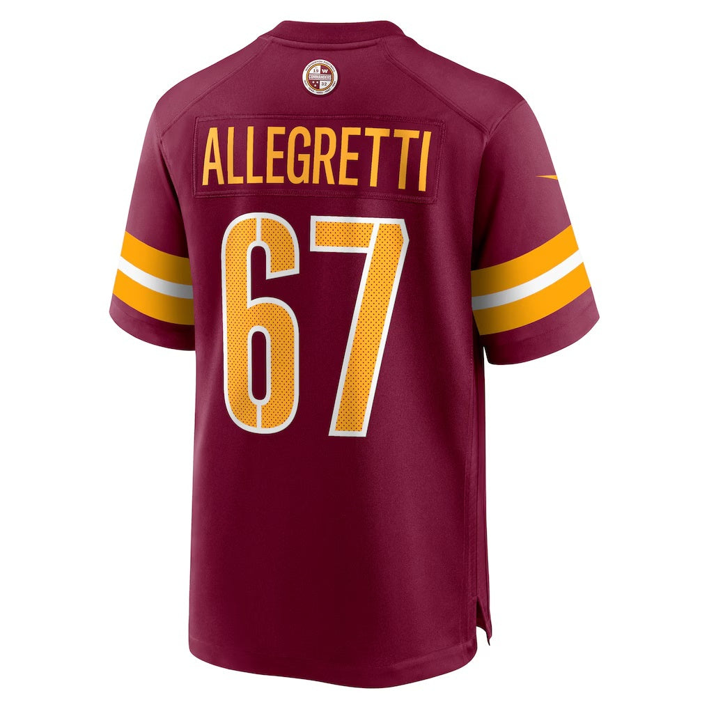 W.Commanders #67 Nick Allegretti Burgundy CONTON Game Jersey
