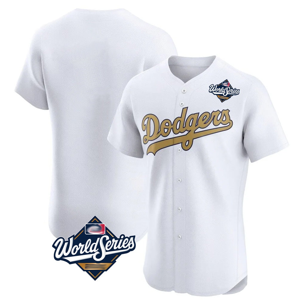Los Angeles Dodgers Blank Player White Gold CONTON Limited Elite Home World Series Stitched Jerseys