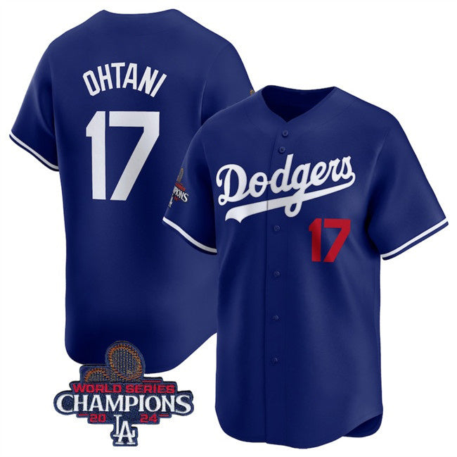 Los Angeles Dodgers #17 Shohei Ohtani Royal CONTON 2024 World Series Champions Alternate Limited Stitched Jersey
