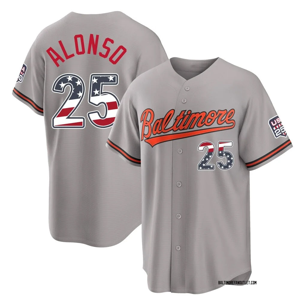 Baltimore Orioles #25 Pete Alonso Player Gray CONTON USA 250 Fourth of July Home Game Stitched Jerseys