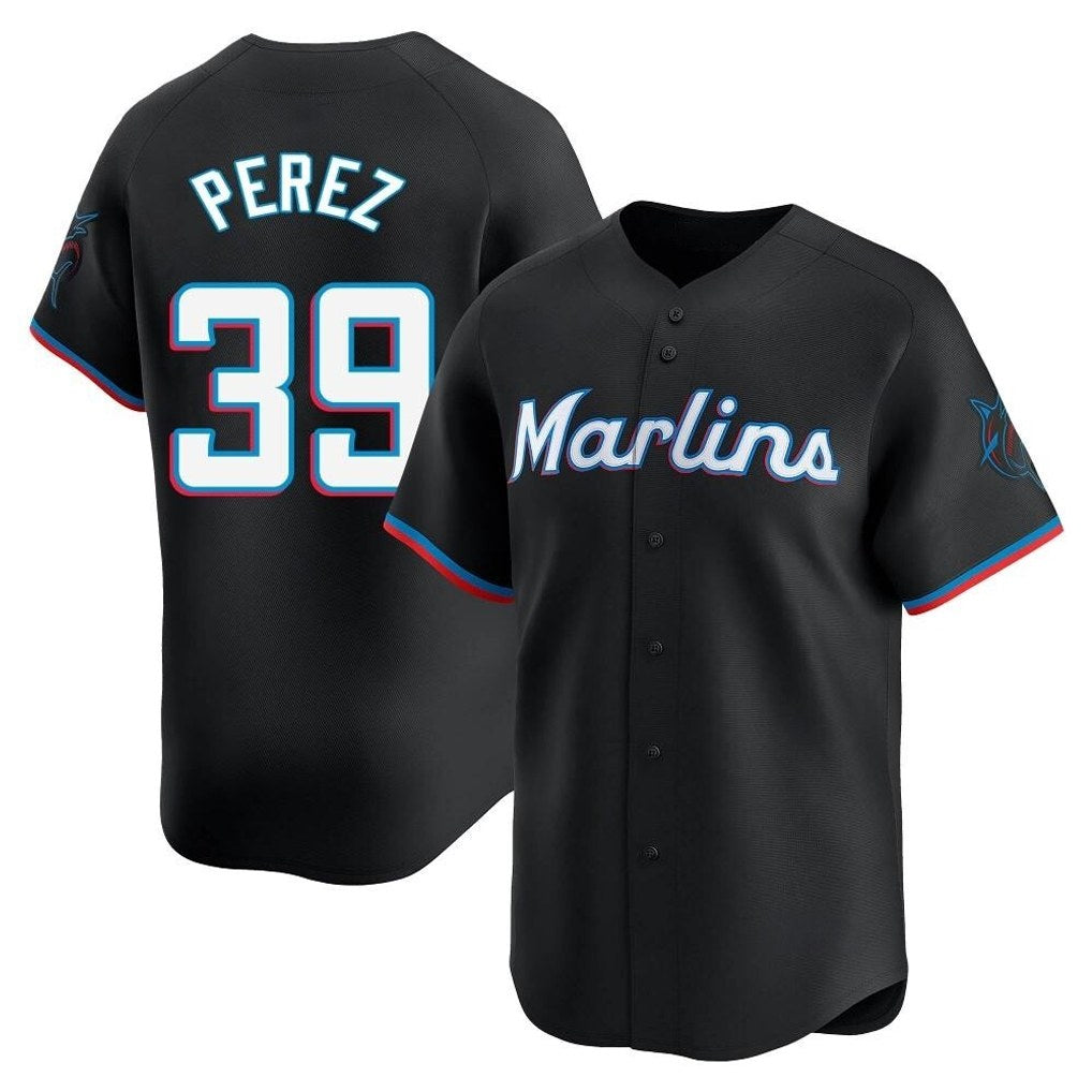 Miami Marlins #39 Eury Perez Player Black CONTON Home Limited Stitched Jerseys
