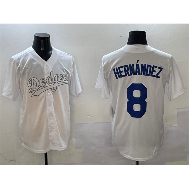 Los Angeles Dodgers #8 Enrique Hernandez White CONTON Fashion Cool Base Stitched Jersey