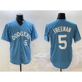 Los Angeles Dodgers #5 Freddie Freeman Light Blue CONTON Limited Stitched Jersey