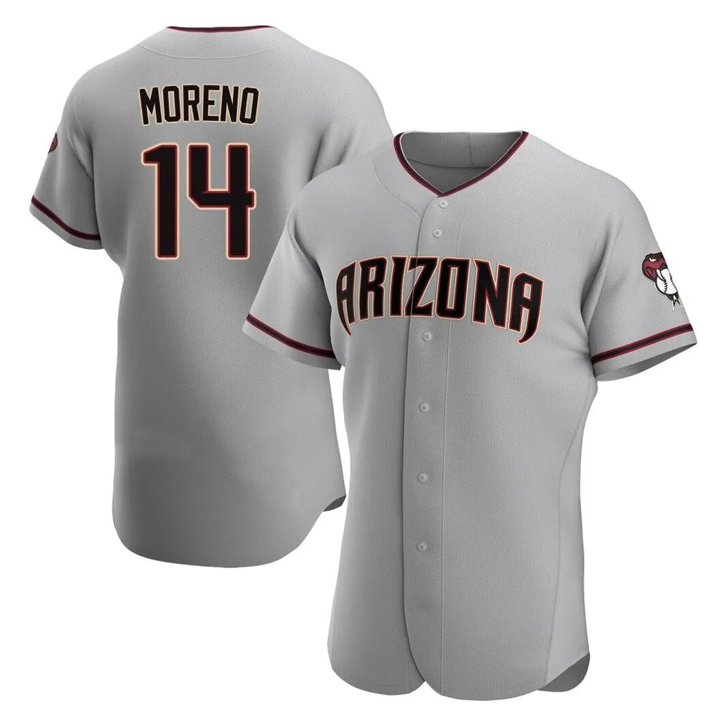 Arizona Diamondbacks #14 Gabriel Moreno Player Gray CONTON Road Limited Elite Home Game Stitched Jerseys