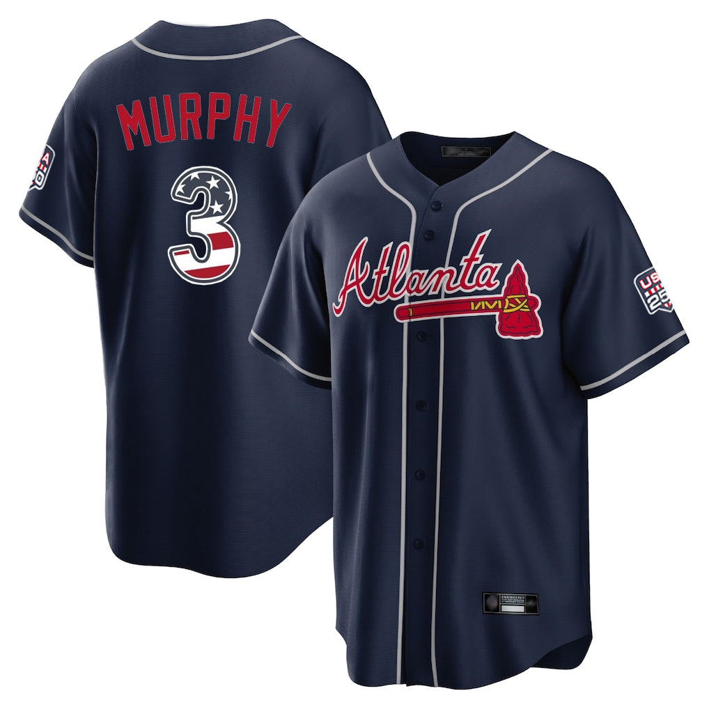 Atlanta Braves #3 Dale Murphy Player Navy CONTON USA 250 Fourth Of July Limited Home Game Stitched Jerseys