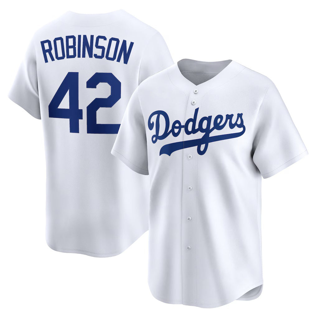 Los Angeles Dodgers #42 Jackie Robinson White CONTON Throwback Cooperstown Collection Limited Jersey