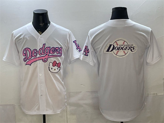 Los Angeles Dodgers Team Big Logo White CONTON Hello Kitty Night Stitched Jersey
