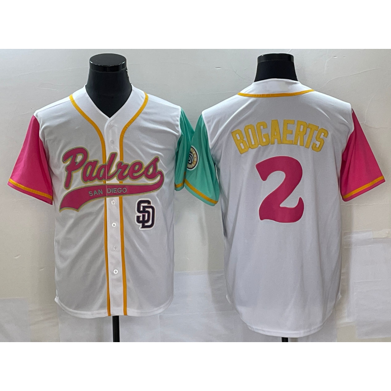 San Diego Padres #2 Xander Bogaerts White CONTON NEW 2023 City Connect Cool Base Stitched Jersey 4
