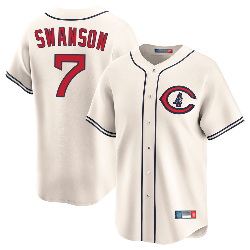 Chicago Cubs #7 Dansby Swanson Player Cream CONTON Field of Dreams Limited Home Game Stitched Jerseys