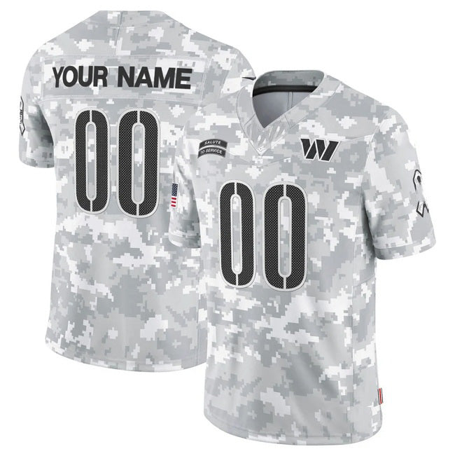 Custom W.Commanders Active Player 2024 F.U.S.E Arctic Camo CONTON Salute To Service Limited Stitched Jersey