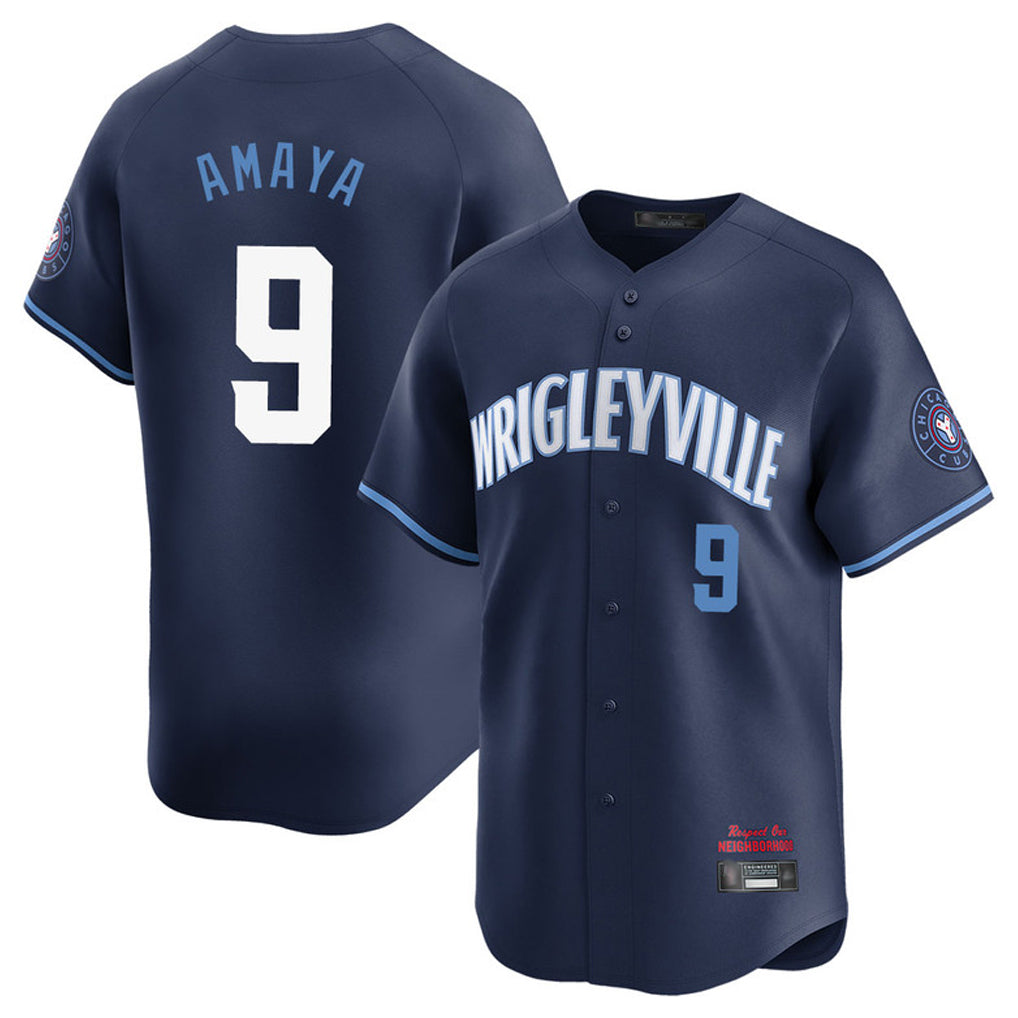 Chicago Cubs #9 Miguel Amaya Player Navy CONTON City Connect Limited Home Stitched Jerseys
