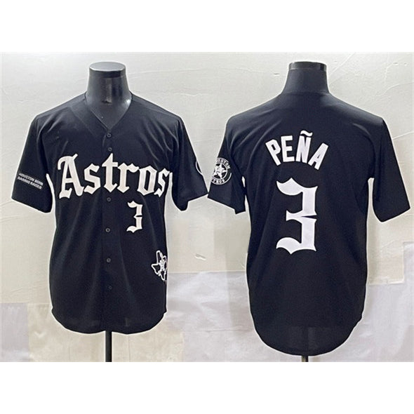 Houston Astros #3 Jeremy Pena Black CONTON Gothic 'Houston Born Barrio Raised' Limited Stitched Jersey