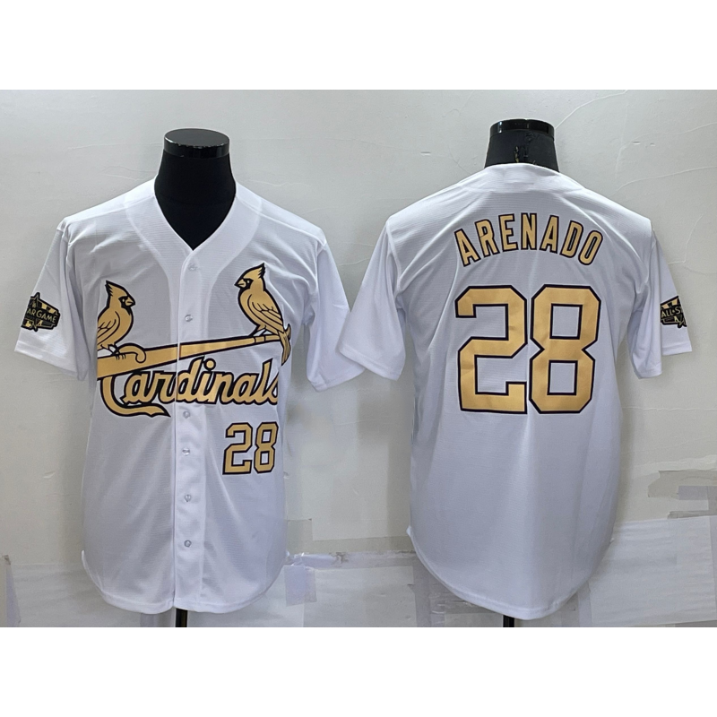 St. Louis Cardinals #28 Nolan Arenado Number White CONTON 2022 All Star Stitched Cool Base Jersey