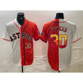 Houston Astros #30 Kyle Tucker White Orange CONTON Split Stitched Jerseys