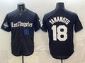 Los Angeles Dodgers #18 Yoshinobu Yamamoto Black CONTON 2025 World Series Champions Patch 'Gothic Edition' Vapor Premier Limited Stitched Jersey