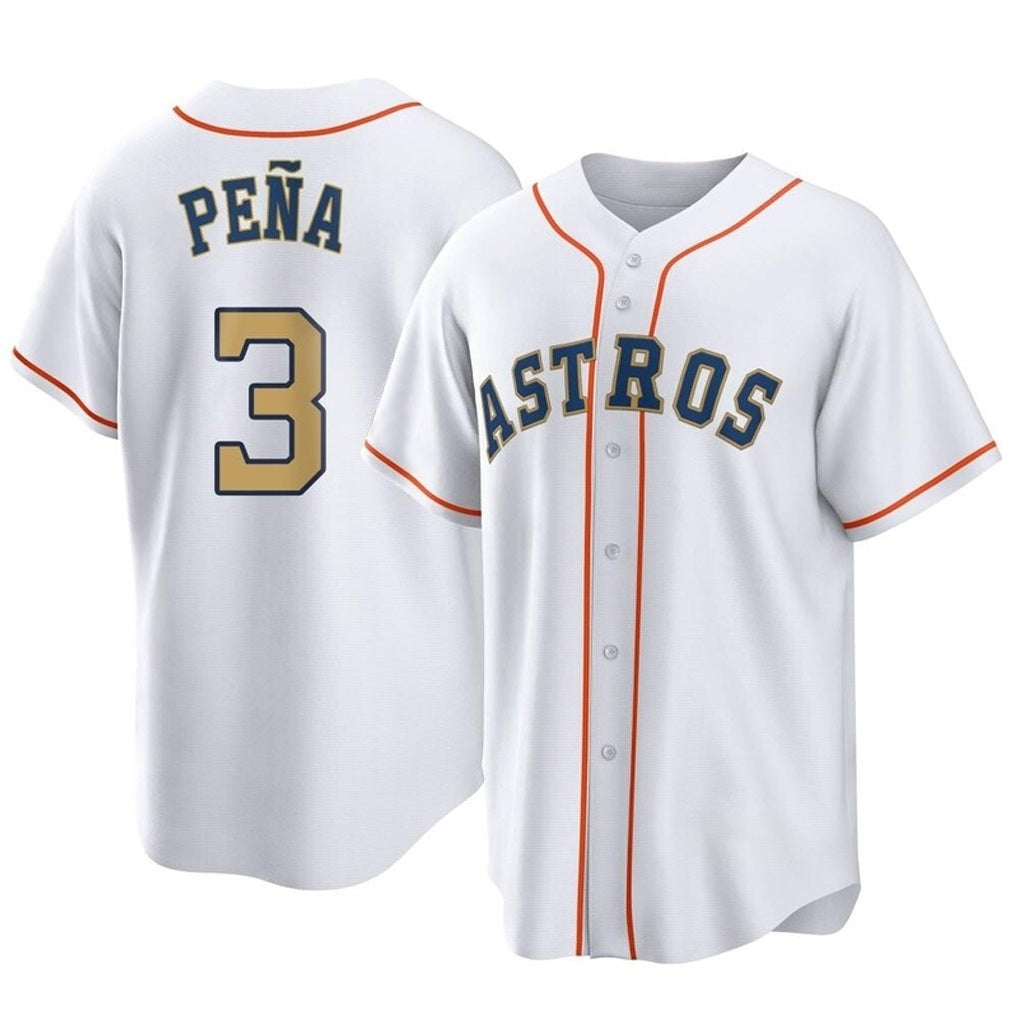 Houston Astros #3 Jeremy Pena Player Gold CONTON Collection Game Home Stitched Jerseys