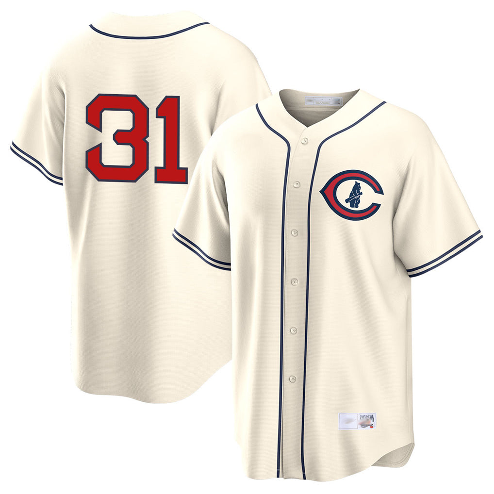 Chicago Cubs #31 Greg Maddux Player Cream CONTON Field of Dreams Home Game Stitched Jerseys