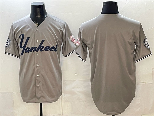 New York Yankees Blank Grey CONTON With Patch Limited Stitched Jersey