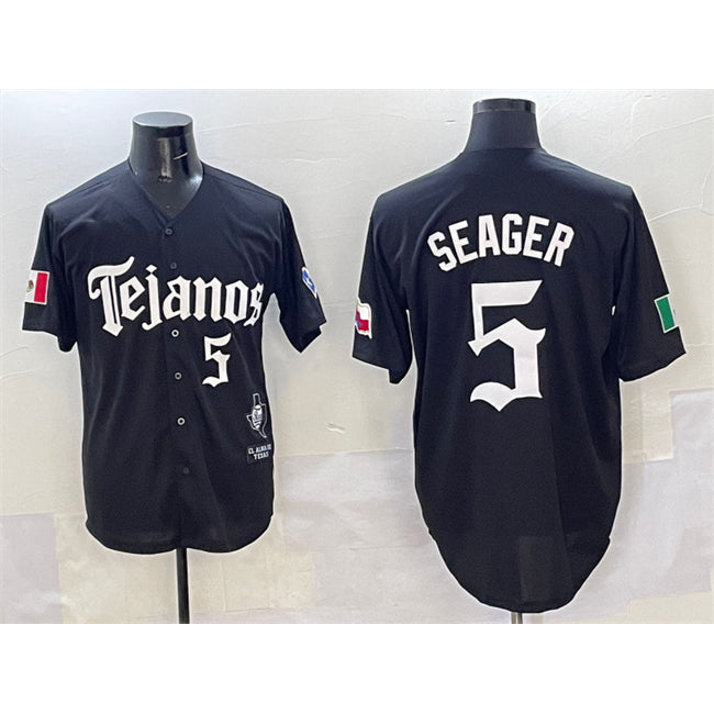 Texas Rangers #5 Corey Seager Black CONTON Mexico 2025 Vapor Premier Limited Stitched Jersey