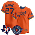 Houston Astros #27 Jose Altuve Player Orange CONTON City Connect Texas Patch Vapor Premier Limited Home Stitched Jerseys