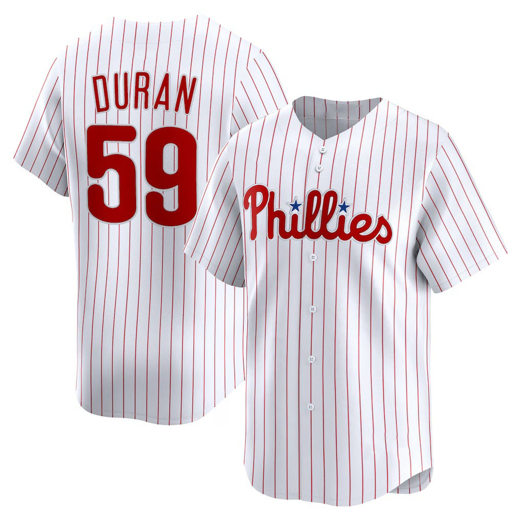 Philadelphia Phillies #59 Jhoan Duran White CONTON Home Limited Player Jersey