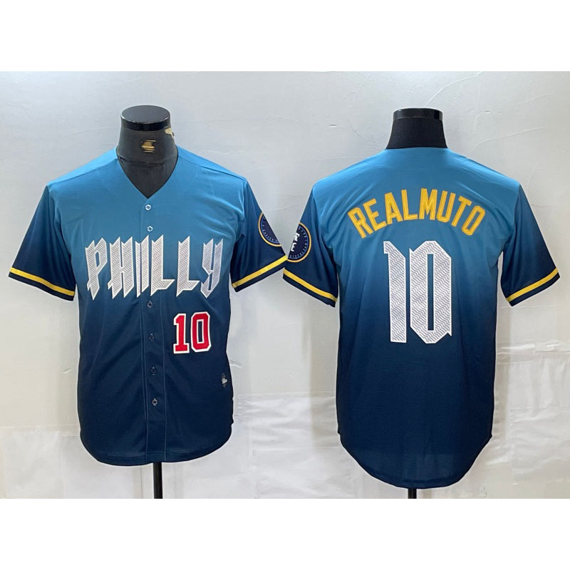 Philadelphia Phillies #10 JT Realmuto Number Blue CONTON 2024 City Connect Limited Stitched Jerseys