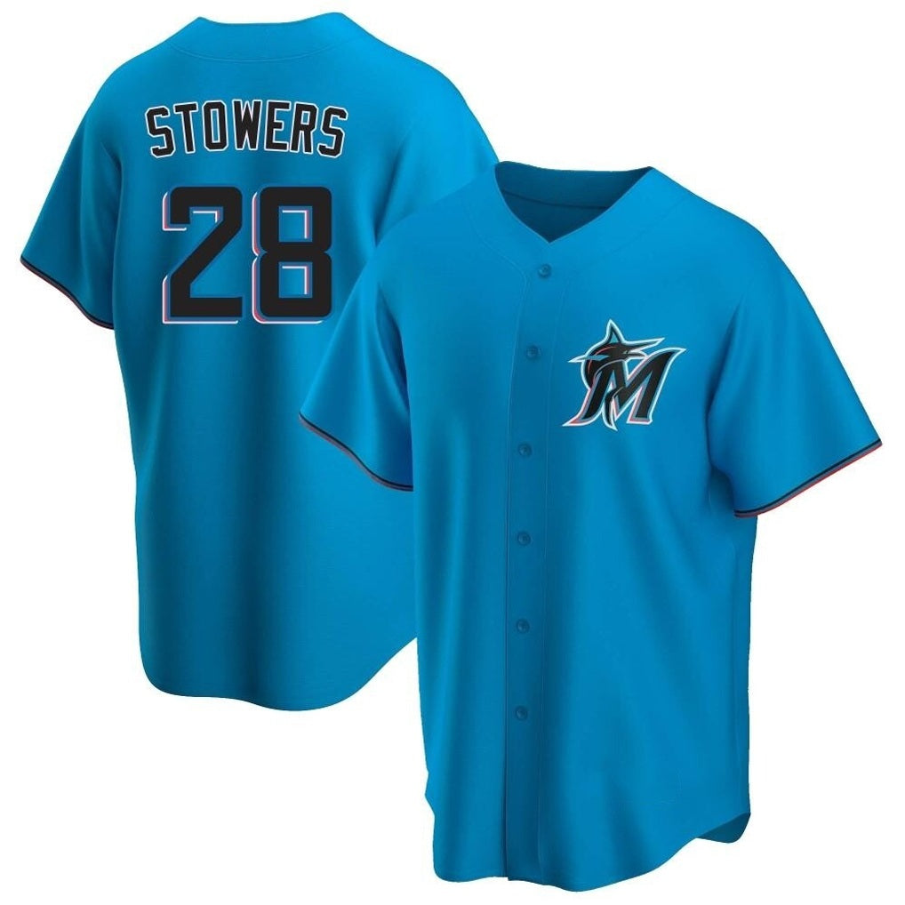 Miami Marlins #28 Kyle Stowers Player Blue CONTON Home Game Stitched Jerseys