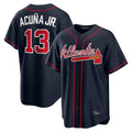 Atlanta Braves #13 Ronald Acuna Jr Player Navy CONTON Home Game Stitched Jerseys
