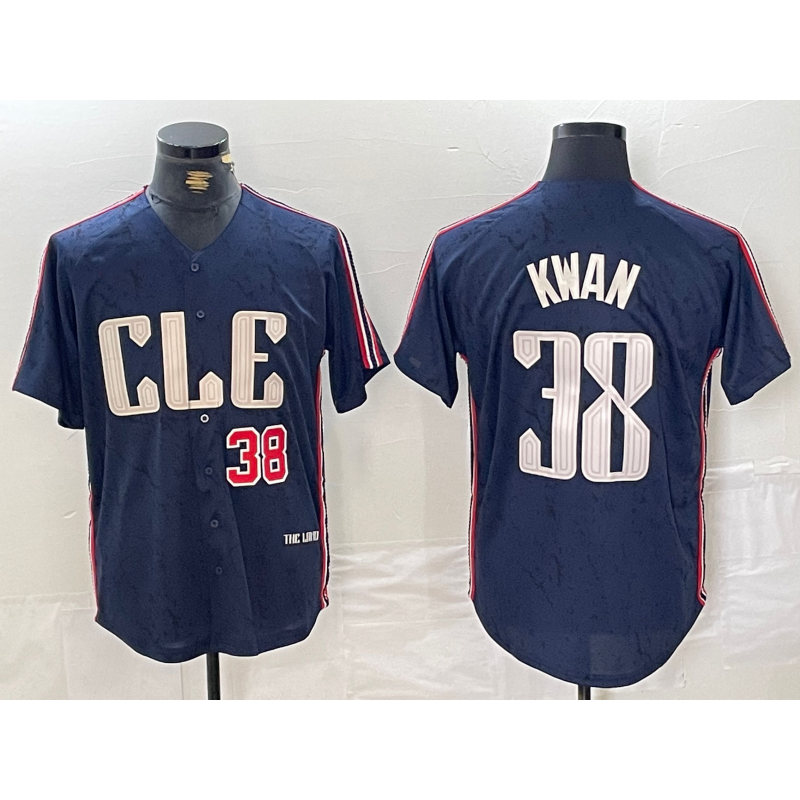 Cleveland Guardians #38 Steven Kwan Number Navy CONTON 2024 City Connect Limited Stitched Jersey
