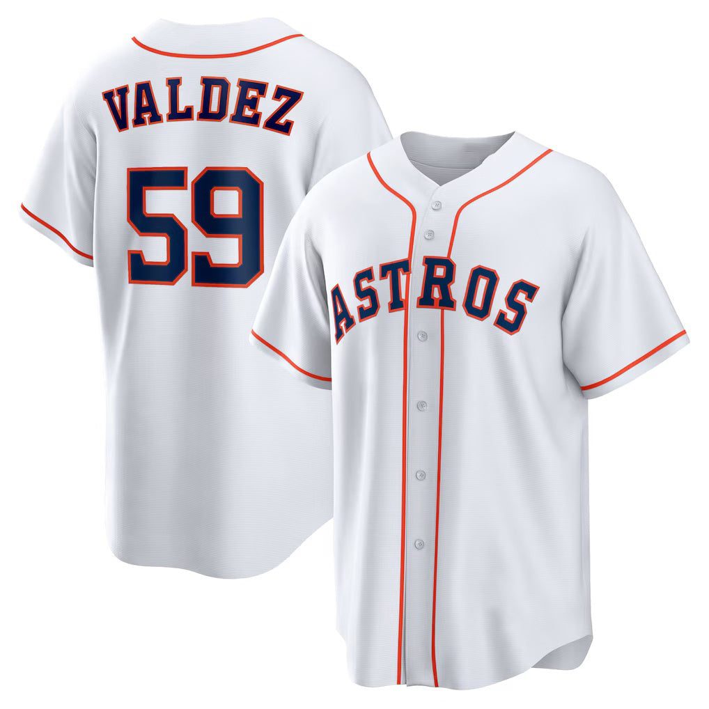 Houston Astros #59 Framber Valdez White CONTON Home Replica Jersey