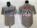 Los Angeles Dodgers #50 Mookie Betts Gray CONTON 250 Fourth of July Road Stitched Jersey