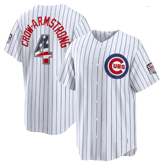 Chicago Cubs #4 Pete Crow-Armstrong USA 250 Fourth of July Home Stadium Jersey - White CONTON