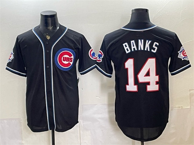 Chicago Cubs #14 Ernie Banks 150th Anniversary Black CONTON Out Style Vapor Premier Limited Stitched Jersey
