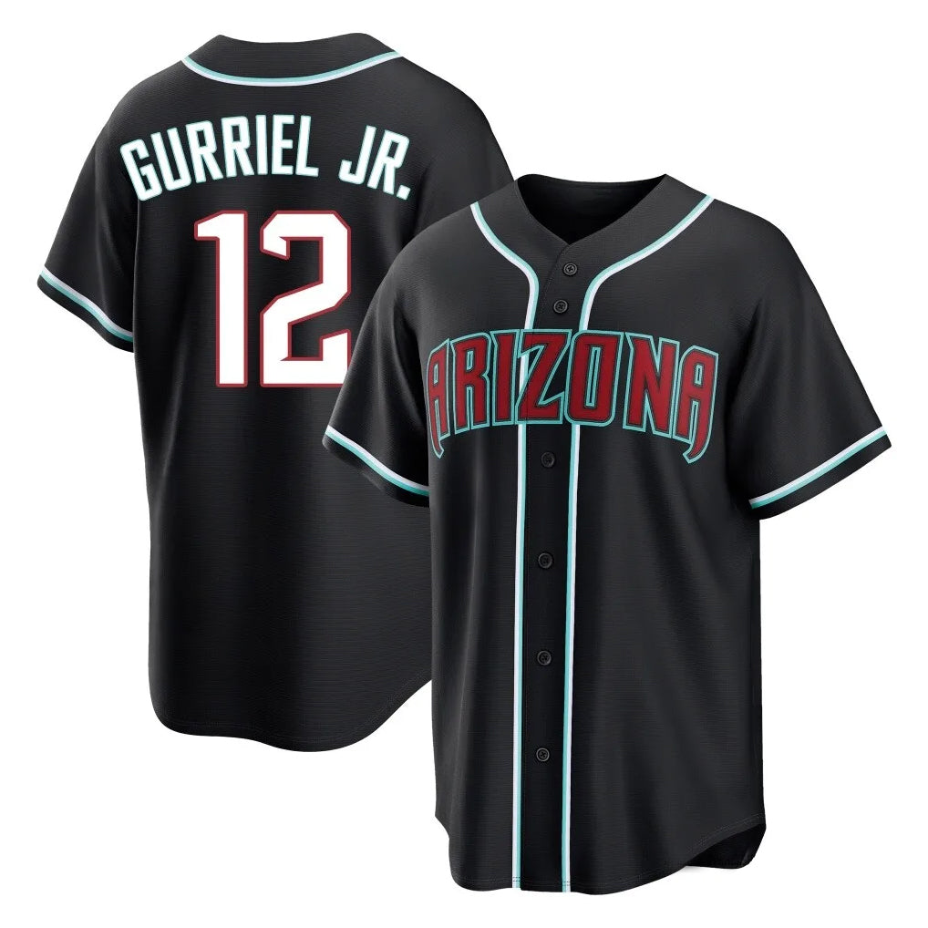 Arizona Diamondbacks #12 Lourdes Gurriel Jr Player Black CONTON Home Game Stitched Jerseys
