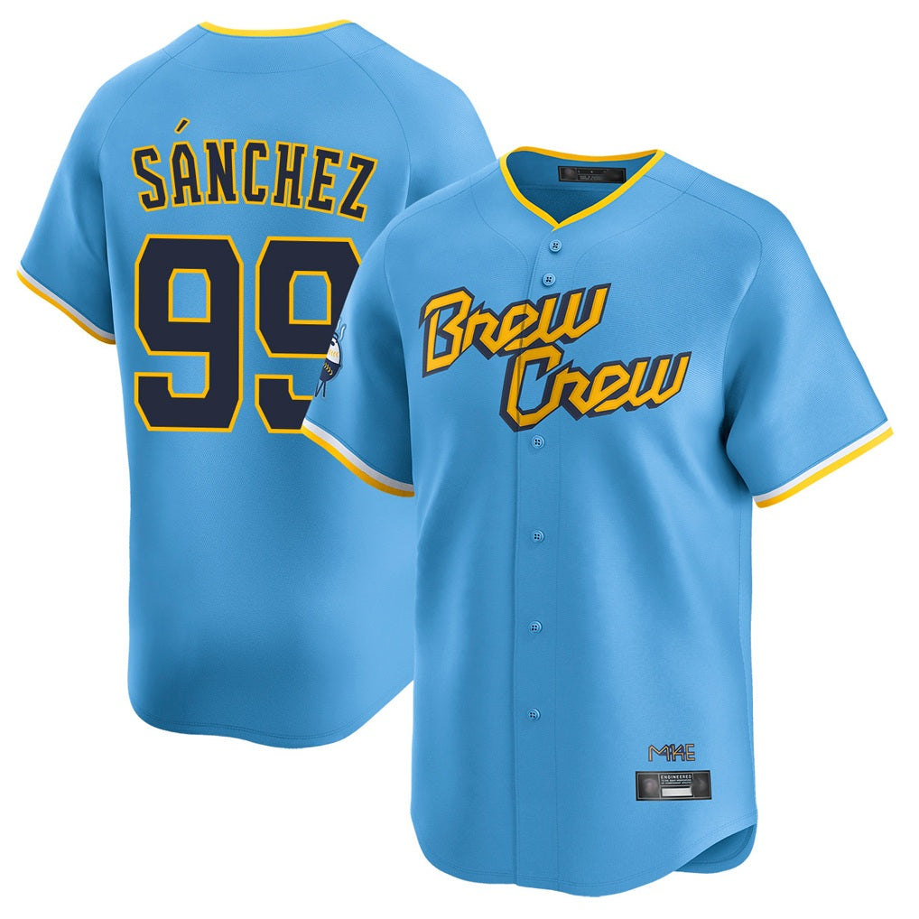 Milwaukee Brewers #99 Gary Sanchez Player Light Blue CONTON City Connect Home Limited Stitched Jerseys
