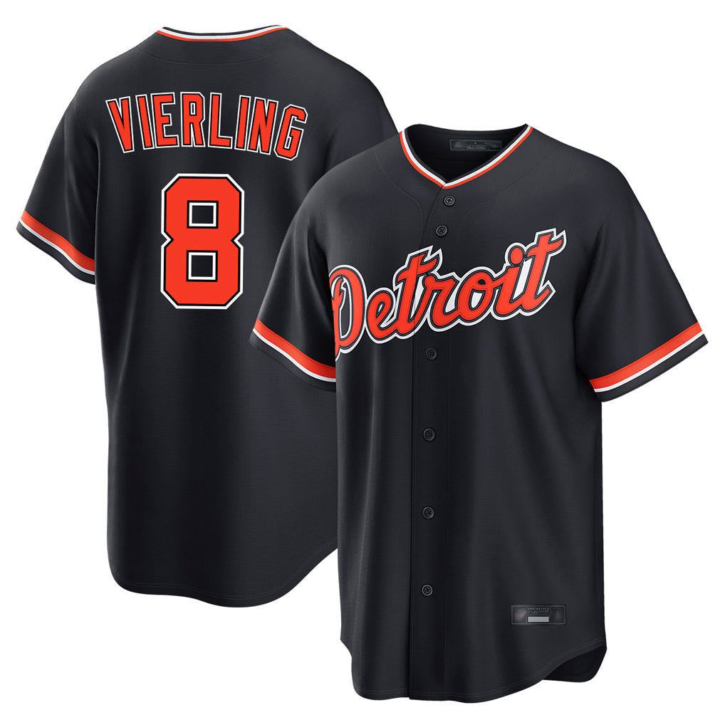 Detroit Tigers #8 Matt Vierling Player Navy CONTON Home Game Stitched Jerseys