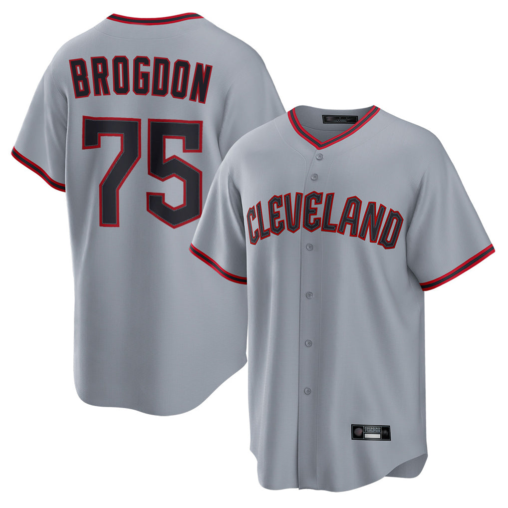 Cleveland Guardians #75 Connor Brogdon Player Gray CONTON Home Game Stitched Jerseys