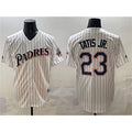 San Diego Padres #23 Fernando Tatis Jr. White CONTON Throwback With Patch Cool Base Stitched Jersey