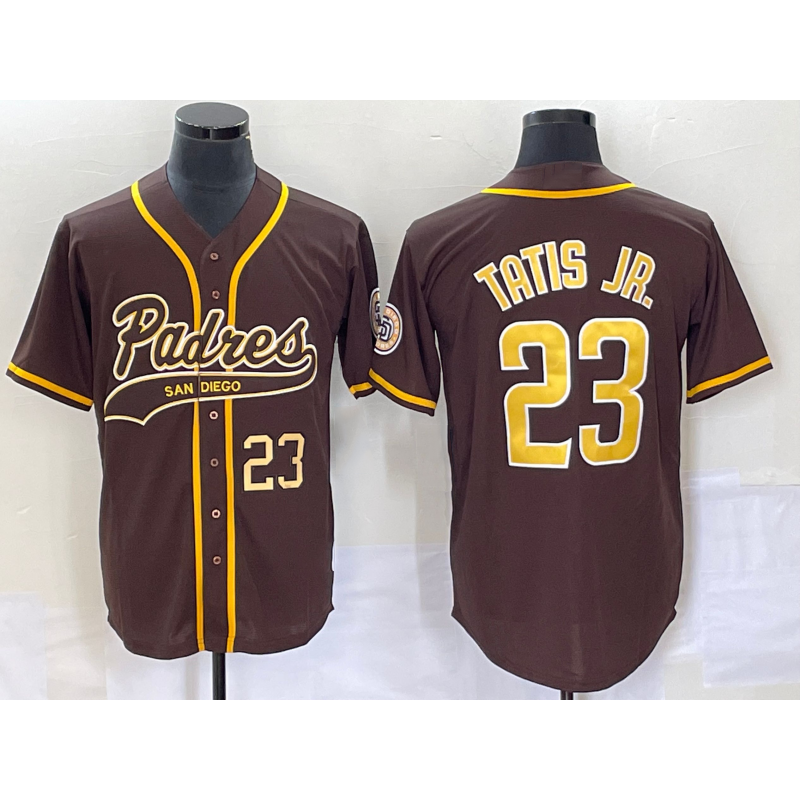 San Diego Padres #23 Fernando Tatis Jr Number Brown CONTON NEW 2023 Cool Base Stitched Jersey