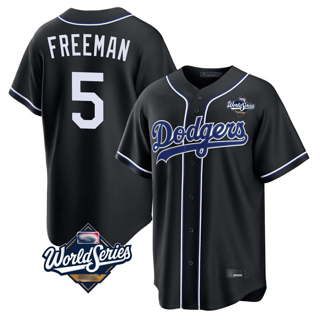 Los Angeles Dodgers #5 Freddie Freeman Player Black CONTON World Series Meet Carbon Limited Home Stitched Jerseys
