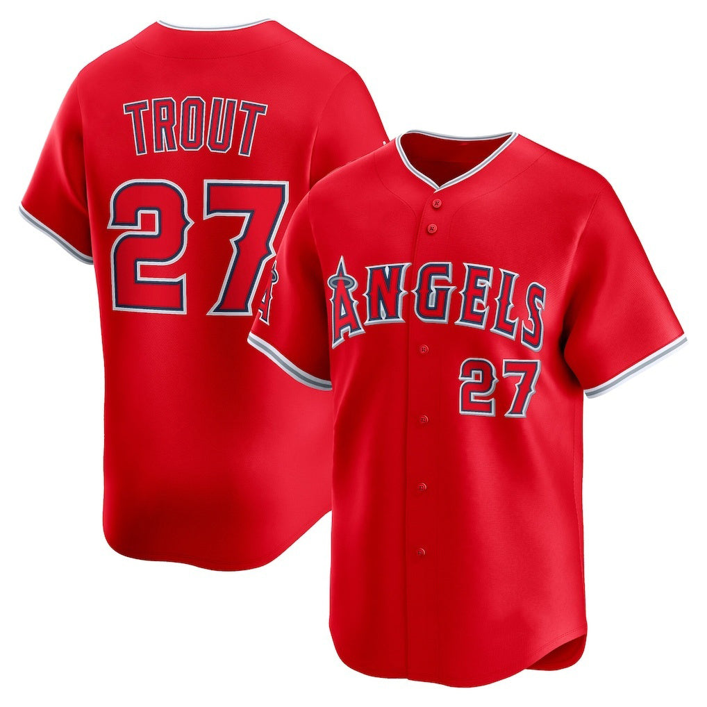 Los Angeles Angels #27 Mike Trout Red CONTON Alternate Limited Player Jersey