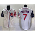Chicago Cubs #7 Dansby Swanson White CONTON 2025 Independence Day Vapor Premier Limited Stitched Jersey
