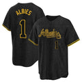 Atlanta Braves #1 Ozzie Albies Player Black CONTON Snake Skin City Home Game Stitched Jerseys
