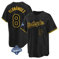 Los Angeles Dodgers #8 Enrique Hern¨¢ndez Player Black Gold CONTON World Series Meet Limited Home Stitched Jerseys