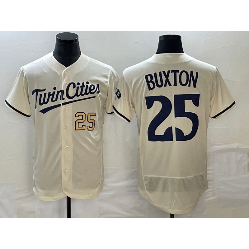 Minnesota Twins #25 Byron Buxton Number 2023 Cream CONTON Flex Base Stitched Jersey